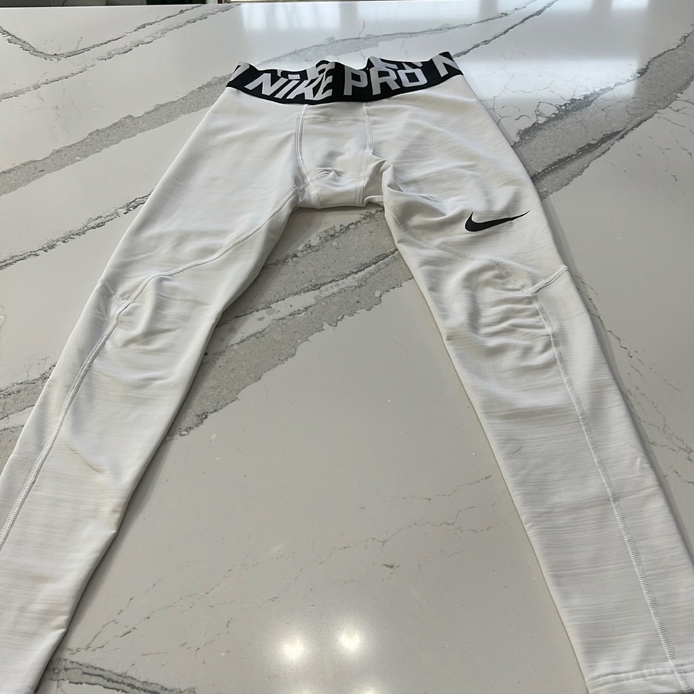 Nike Pro Boys XL DRI-FIT Compression Tights. White